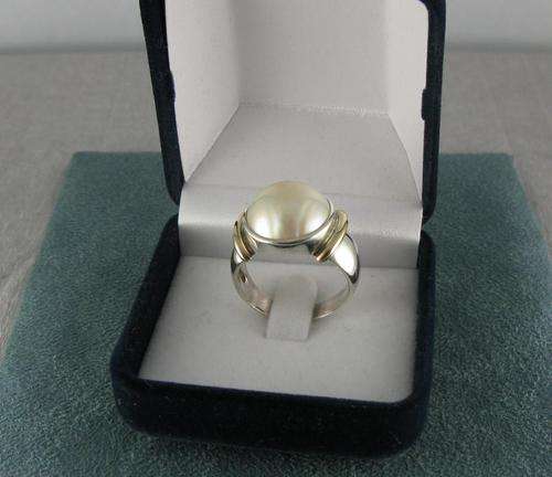 Vintage 925 Silver Ring with Mabe Pearl