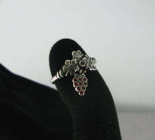 Beautiful Russian Designer Vintage 925 Silver Ring with Crystals - "True Vine"