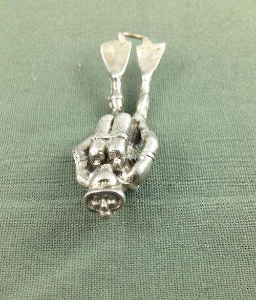 Vintage SOLID 925 SILVER HUGE Scuba Diver Pendant