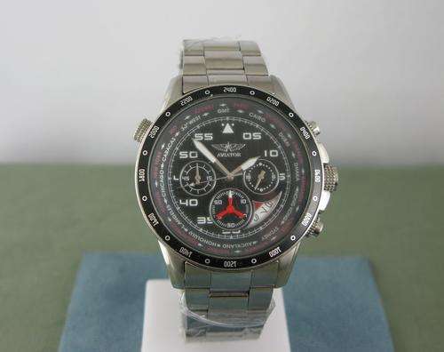 Big Russian Chronograph "AVIATOR" Watch. Stainless Steel.