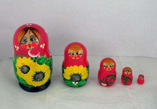 Traditional Russian Doll "Matryoshka" set of 5, Hand made in Russia