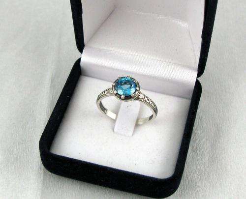 Exclusive Russian Designer Vintage 925 Silver Ring with Sky Blue Topaz. Hall mark.