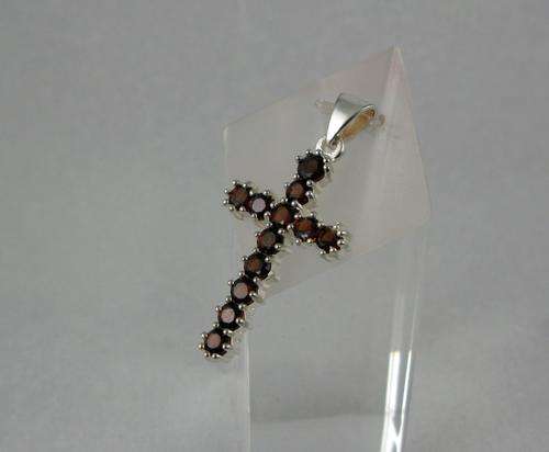 Beautiful Vintage 925 Silver Cross with Garnets. Hand Made.