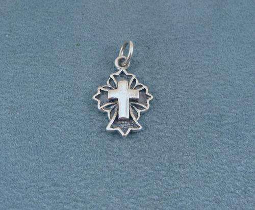 Old Vintage Unusual 925 Silver Cross. Oxidized.