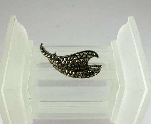 Pretty Antique Sterling Silver Marcasite Brooch.