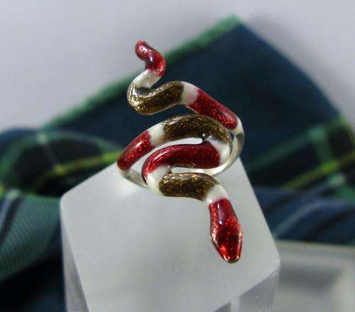 Traditional Russian Faberge Art Guilloche Enamel 925 Silver Jewelry Ring Snake. Hand Made in Russia.