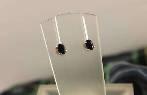 Pretty 925 Sterling Silver Stud Earrings with Sapphire. As new!