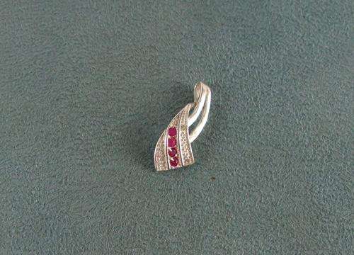 SALE! Pretty Vintage 925 Sterling Silver Pendant with Real Rubies.