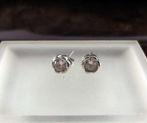 SALE! Stunning Timeless STERLING SILVER Stud Earring with CZ Diamonds.