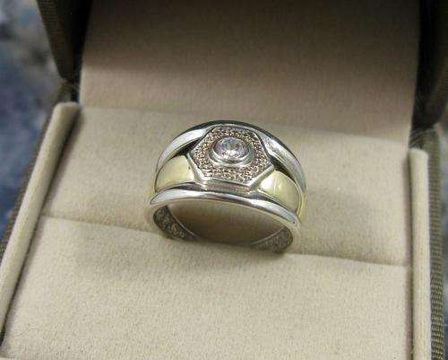 Vintage 9 ct gold and 925 silver with CZ