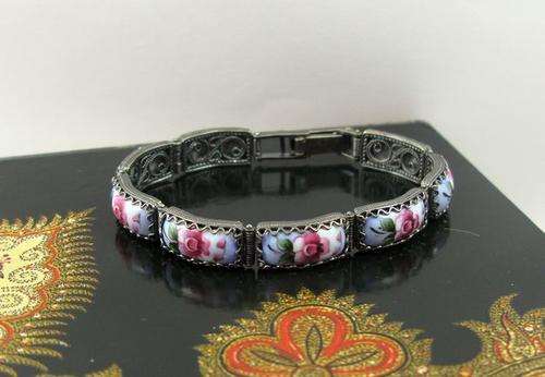 Traditional Russian Enamel "Finift" Tennis Bracelet from Rostov City. Hand Made in Russia.