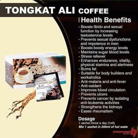 Coffee mixture with Tongkat Ali powder and Maca powder (for male sexual and reproductive health)