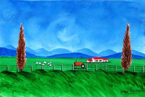 JESSIE MEIER ORIGINAL : TRACTOR ON TRANQUIL FARM