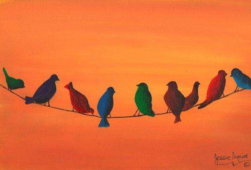 JESSIE MEIER ORIGINAL : BIRDS AT SUNSET