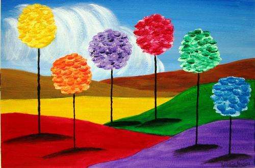 JESSIE MEIER ORIGINAL : LOLLIPOP TREES ON HILLS