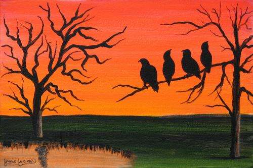 ***** CRAAAZY R1 AUCTION *****  JESSIE MEIER ORIGINAL : BIRDS AT SUNSET