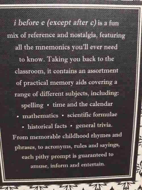 i Before e (except after c) - old-school ways to remember stuff - Judy Parkinson