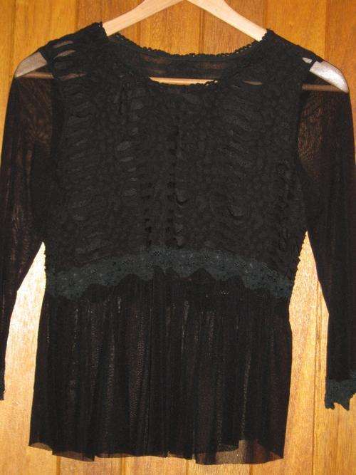 Longsleeve sheer Black shirt with beautiful detail -size 8-10