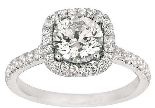 Breathtaking 14K Solid White Gold Halo design diamond ring! 1.540cts. F/ I1