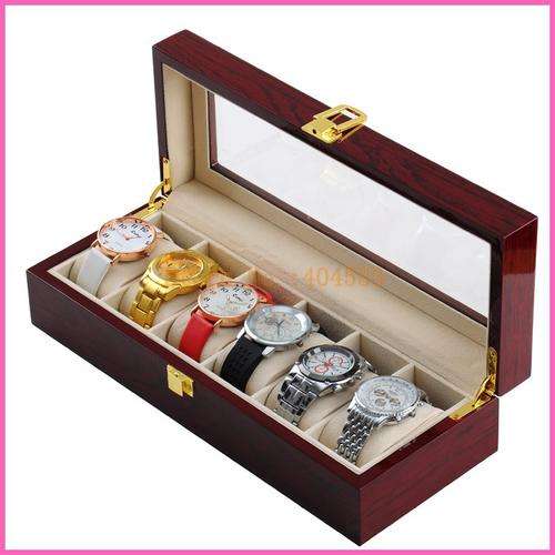 6 Slots Mahigany wood watch Display case