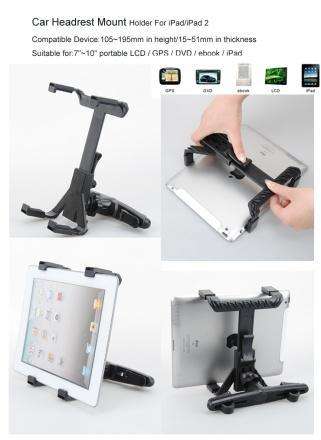Universal tablet headrest mount