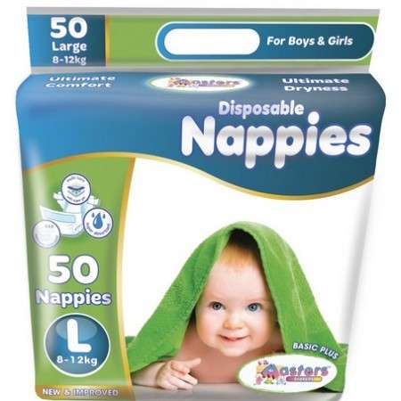 Disposable Nappies 8-12kg (L) 50 Pack