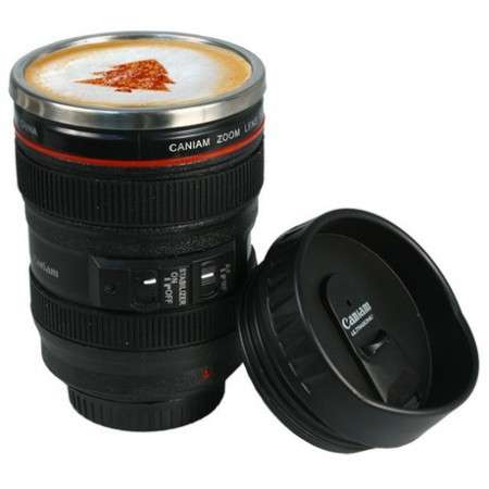 SLR Camera Lens Stainless Steel Travel Coffee Mug