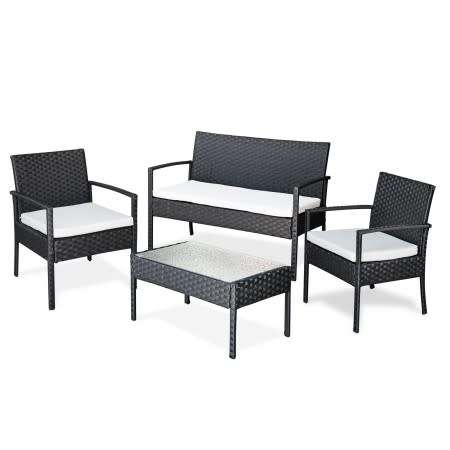 Rattan Miami 4pc 2Tone Black