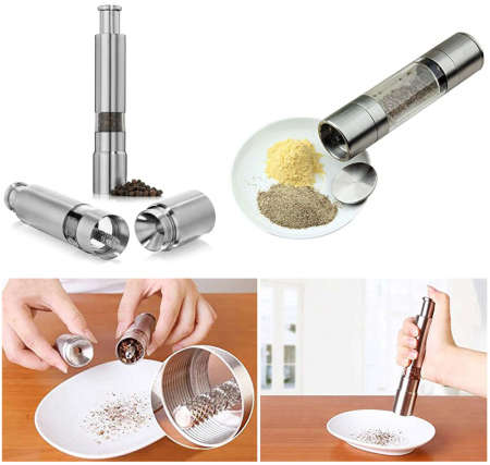 Set of 2 Mini Stainless Steel Salt and Pepper Grinders