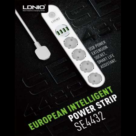 LDNIO 4U Power Extension Cable & Adapter