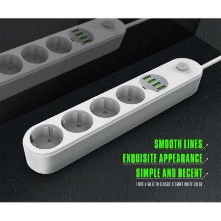 LDNIO 4U Power Extension Cable & Adapter