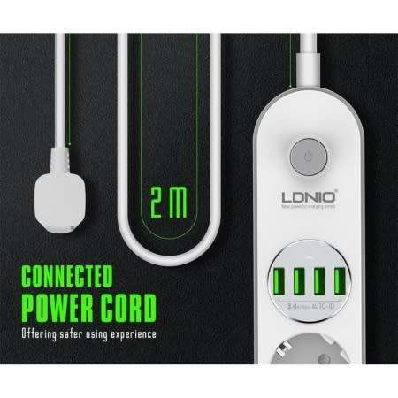 LDNIO 4U Power Extension Cable & Adapter