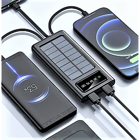 20000mAh Solar Power Bank with built in cables
