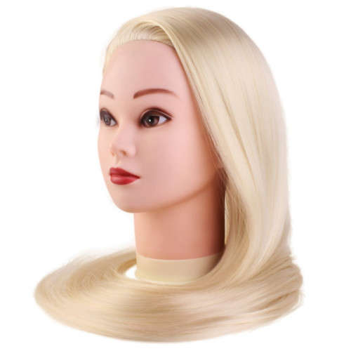 Blonde practice mannequin head, Synthetic heat resistant hair