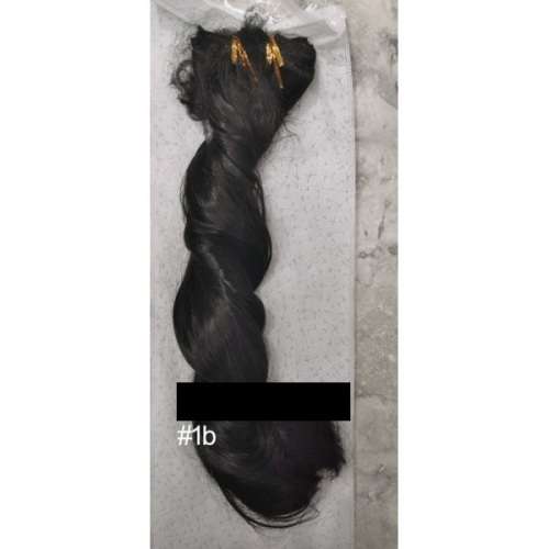 *1b*natural black brown 55-60cm clip in hair extensions 10pc set- wavy, Synthetic hair
