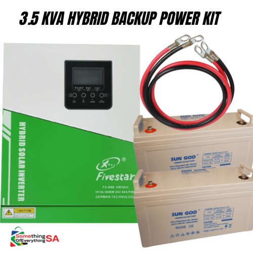 Hybrid Inverter 24V 3.5 KVA Pure Sinewave + 2x 120 AH Gell Deep Cycle Batteries-Combo Deal