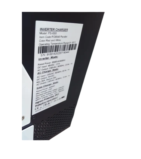 Hybrid Inverter 48V 8.5 KVA MPT Fivestar Inverter Pure Sine Wave