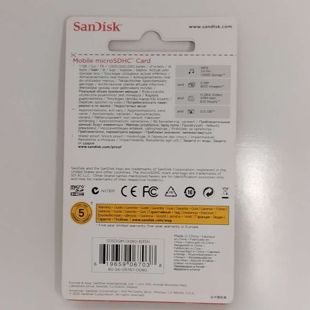 SanDisk 8GB Micro SDHC Card #O0039
