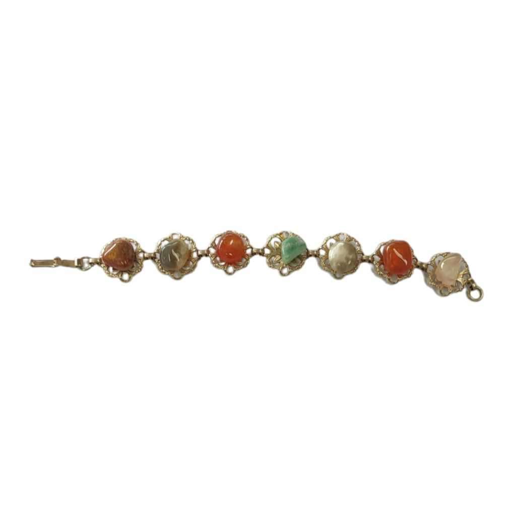 Vintage Mixed Stone and Gold Bracelet #O0106
