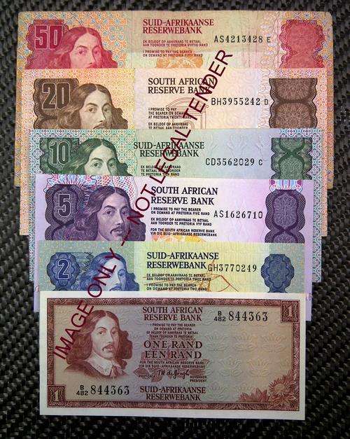 SET OF 6 OLD S.A. BANKNOTES