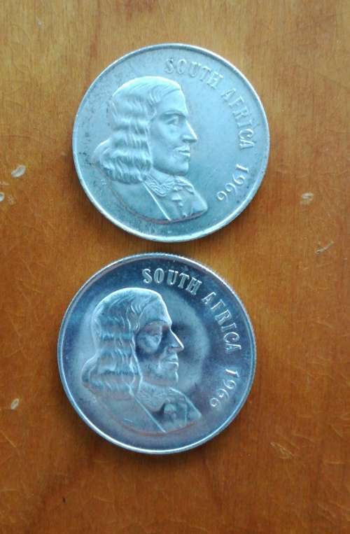 2 x 1966 south Africa silver one rands