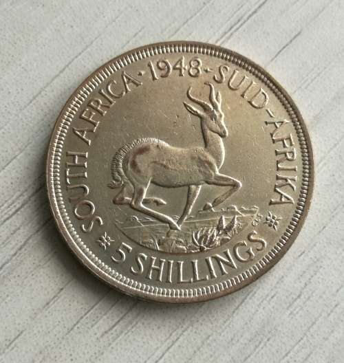 1948 SILVER SOUTH AFRICA 5 SHILLINGS. GOOD CONDITION