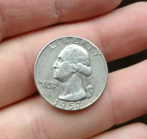 America silver 1957 D Quarter dollar.