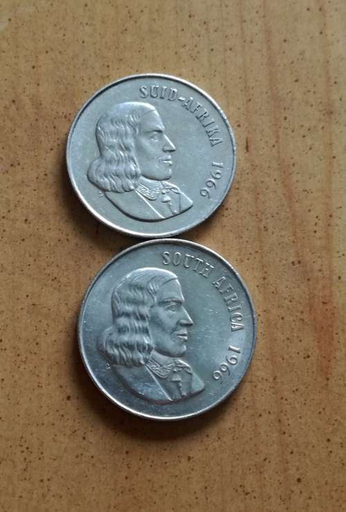 1966 Afrikaans and English silver one rands. One bid takes all.