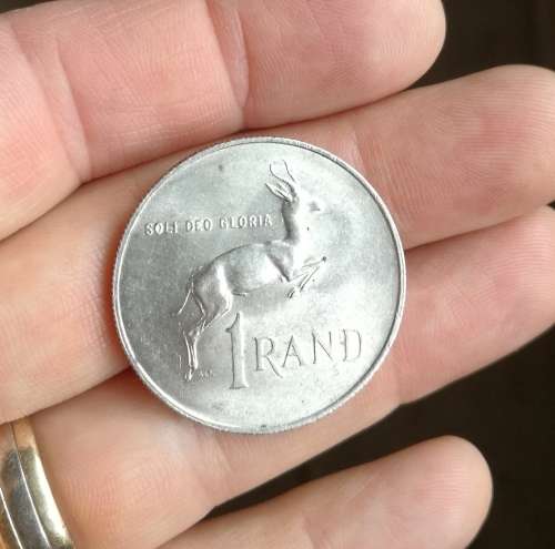 1967 silver South Africa one rand.