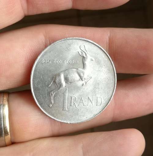1967 silver South Africa one rand.