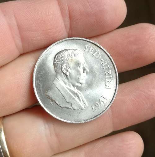 1967 Silver South Africa one rand.