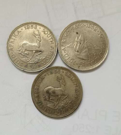 South Africa 1958,52 +51 Silver 5 Shillings. Photos are in discription.