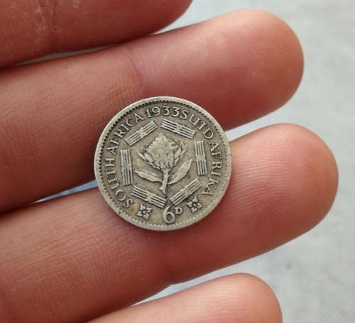 South Africa 1933 Silver Sixpence.