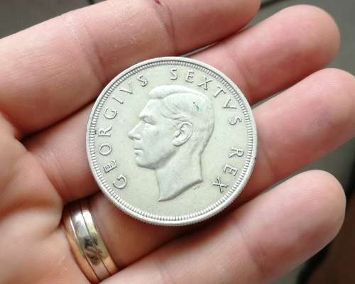 South Africa 1949 silver 5 Shillings.